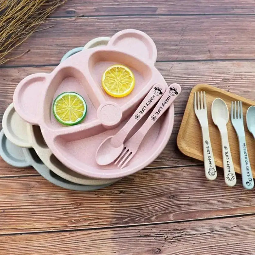Baby Cartoon Bear Dinnerware Set – Bowl, Spoon & Fork Baby Dinnerware Set Axl