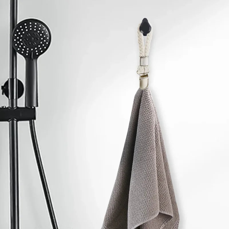 Rust-Resistant Metal Towel Clip with Cotton Rope Ring Towel Clip Axl