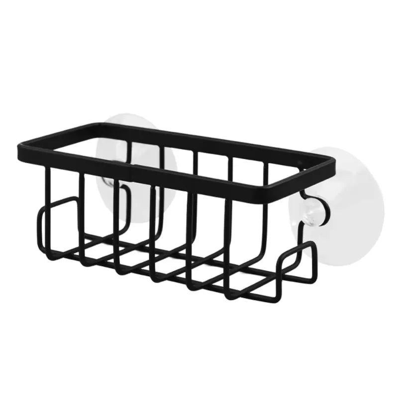 Black Kitchen Sponge Holder with Hooks & Suction Cup Caddy Sink Caddy Organizer Axl Default Title