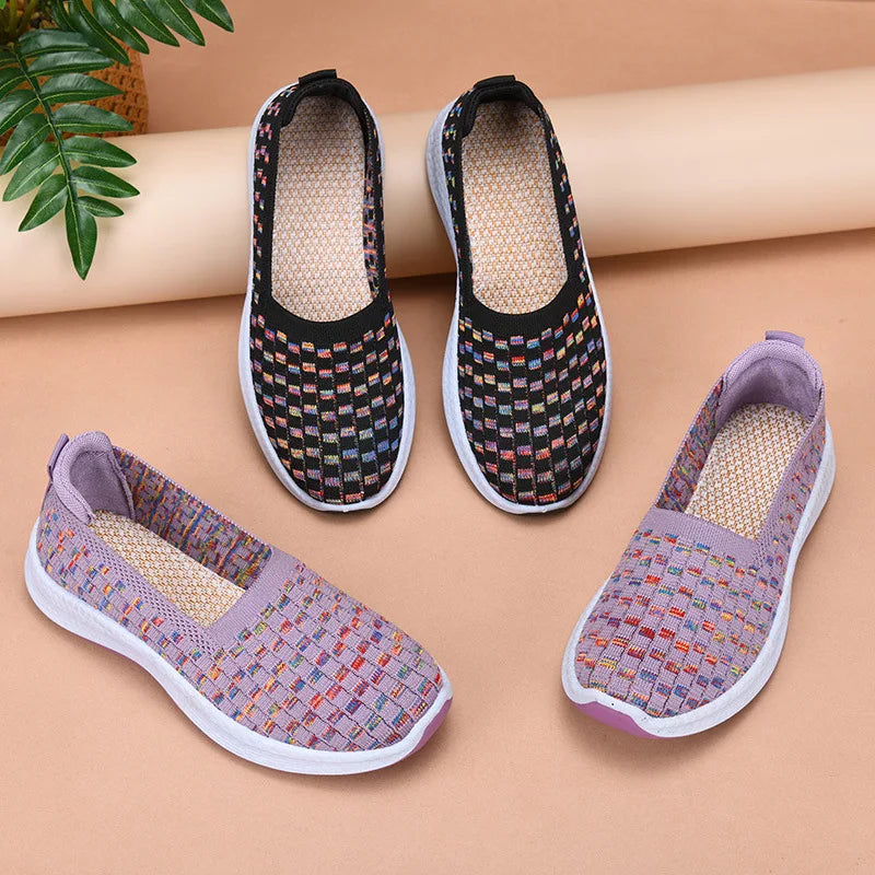 Women's Woven Slip-On Wedge Sneakers | Breathable Casual Shoes Wedge Sneakers Axl