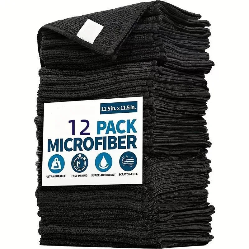 Microfiber Dishcloth Set – Kitchen & Car Cleaning Cloths Microfiber Cleaning Cloth Axl Black 12pcs