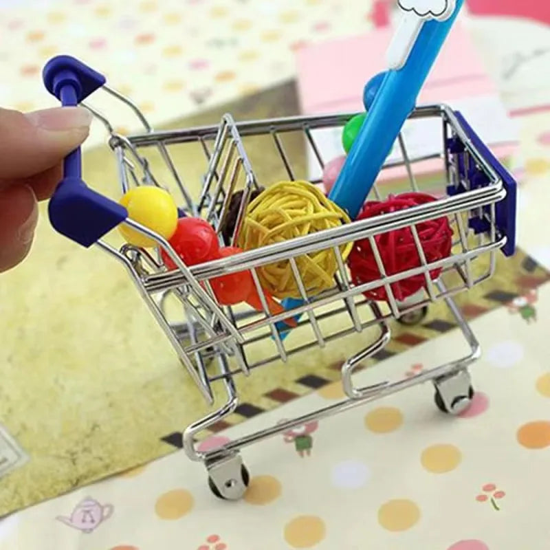 Mini Metal Shopping Cart Desktop Decor Model | Novelty Gift Desktop Decor Model Axl