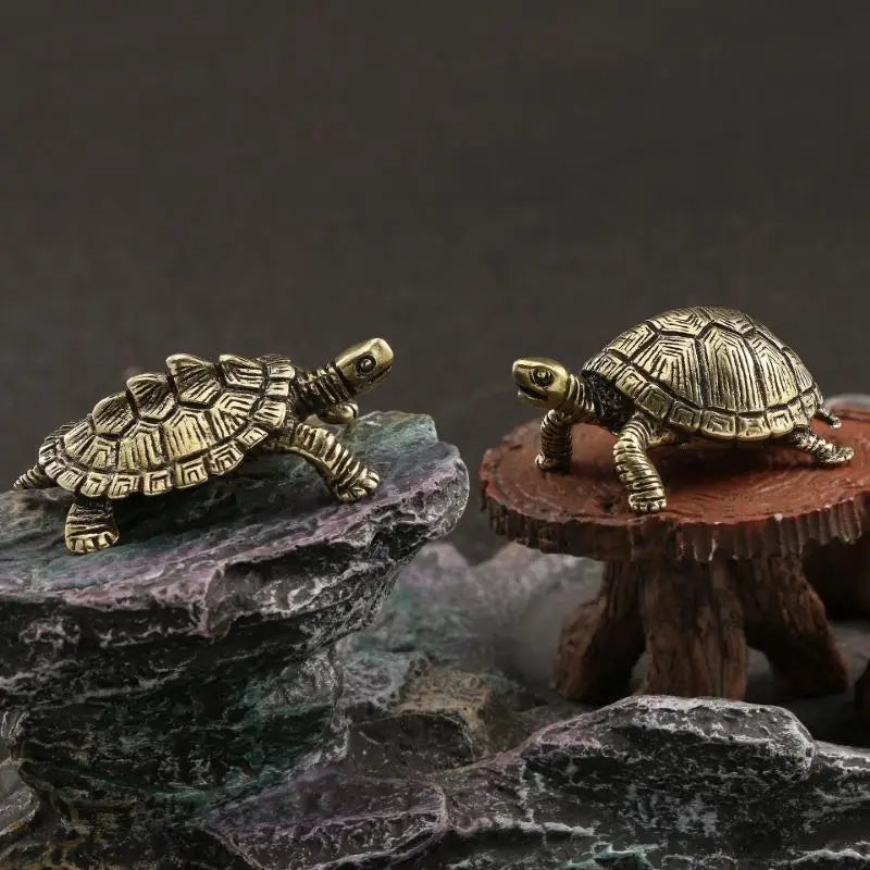 Solid Copper Tortoise Statue – Retro Desktop Figurine Décor Decorative Figurine Axl