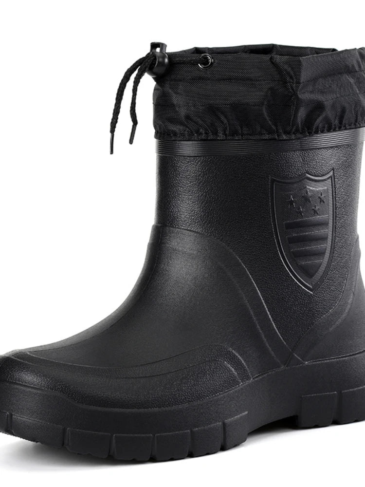 Men's Waterproof Slip-On Rain Boots – Warm Winter Work Boot Men's Rain Boots Axl