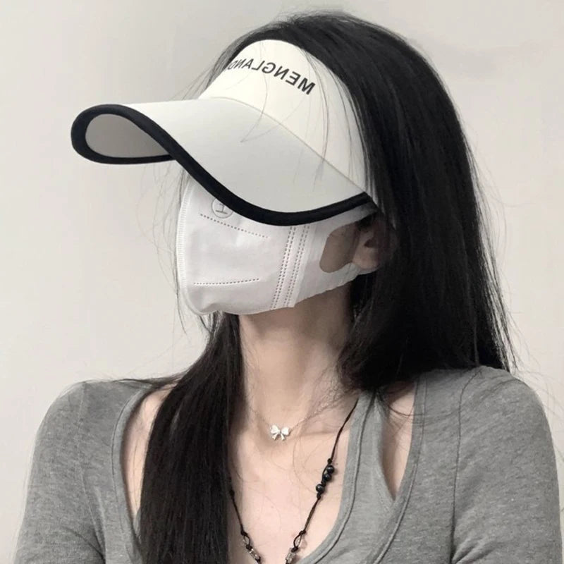 Women's Long Brim UV Visor Cap – Open Top Sports Sun Hat Sports Visor Hat Axl