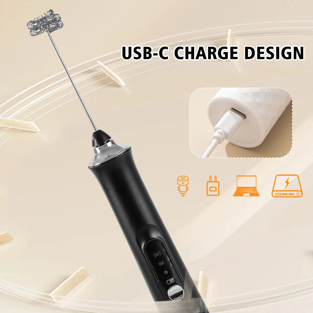 Rechargeable Handheld Electric Milk Frother – 12000 RPM Electric Milk Frother Axl