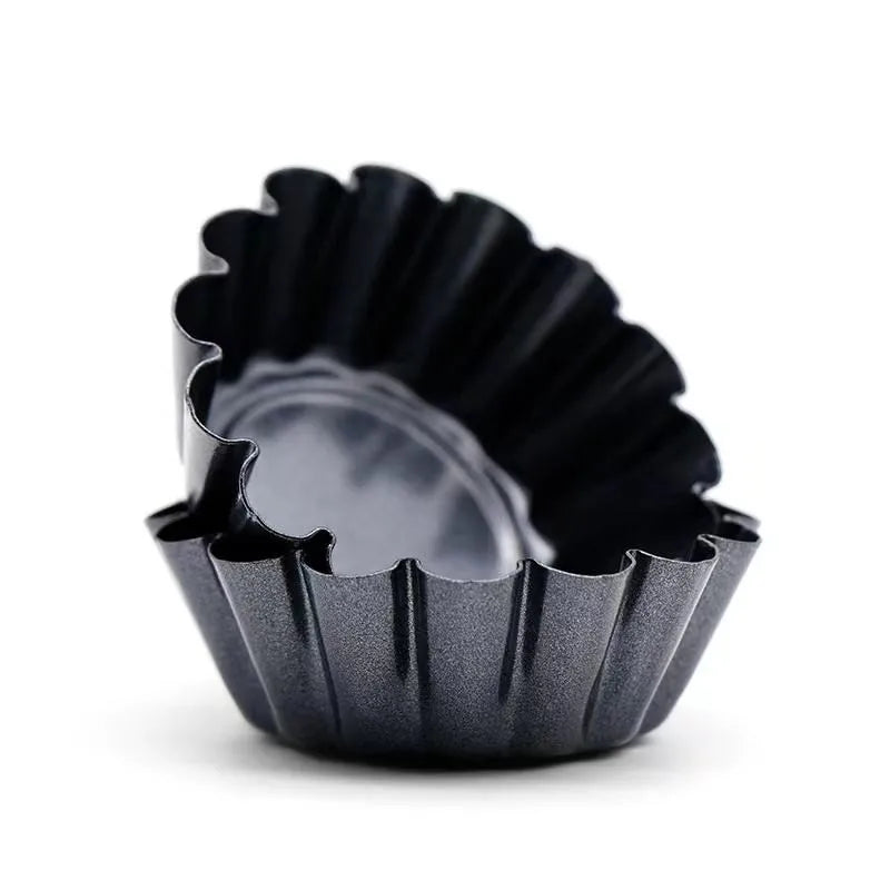 6.5cm Non-Stick Carbon Steel Egg Tart & Pie Mold | Fluted Tin Tart Baking Mold Axl 2 PCS