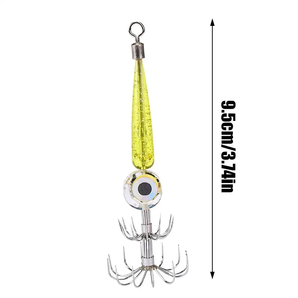 LED Glow Squid Jig Hook – Saltwater Waterproof Fishing Lure Squid Fishing Lure Axl Yellow
