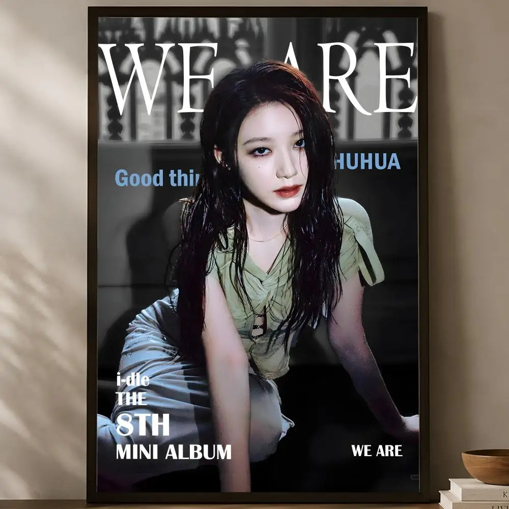 ((G)I-DLE Self-Stick HD Waterproof Wall Poster – K-Pop Decor Wall Art Poster Axl White09 30X40cmNoframe