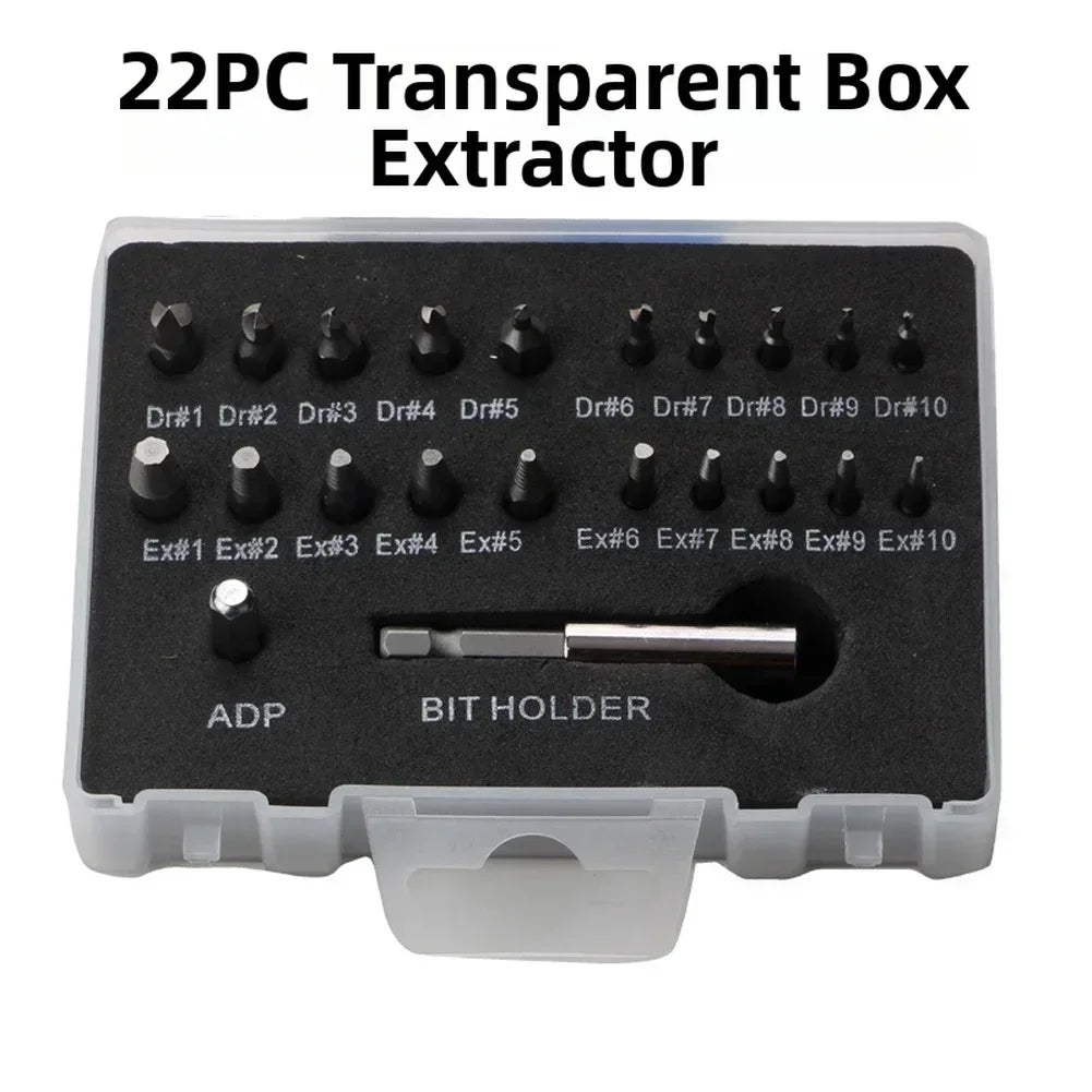 22-Pc Double-Head Broken Screw Extractor & Bolt Removal Kit Screw Extractor Kit Axl China Mainland