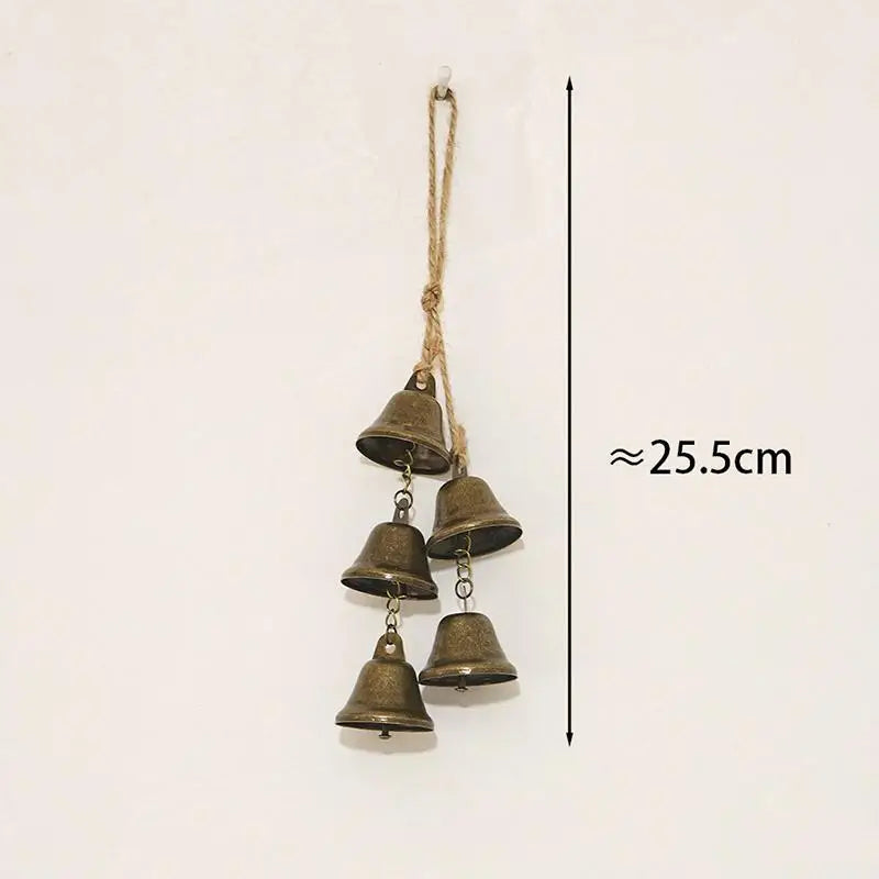 Vintage Brass Hanging Bell – Rustic Cast Iron Wind Chime Hanging Bell Decor Axl A3