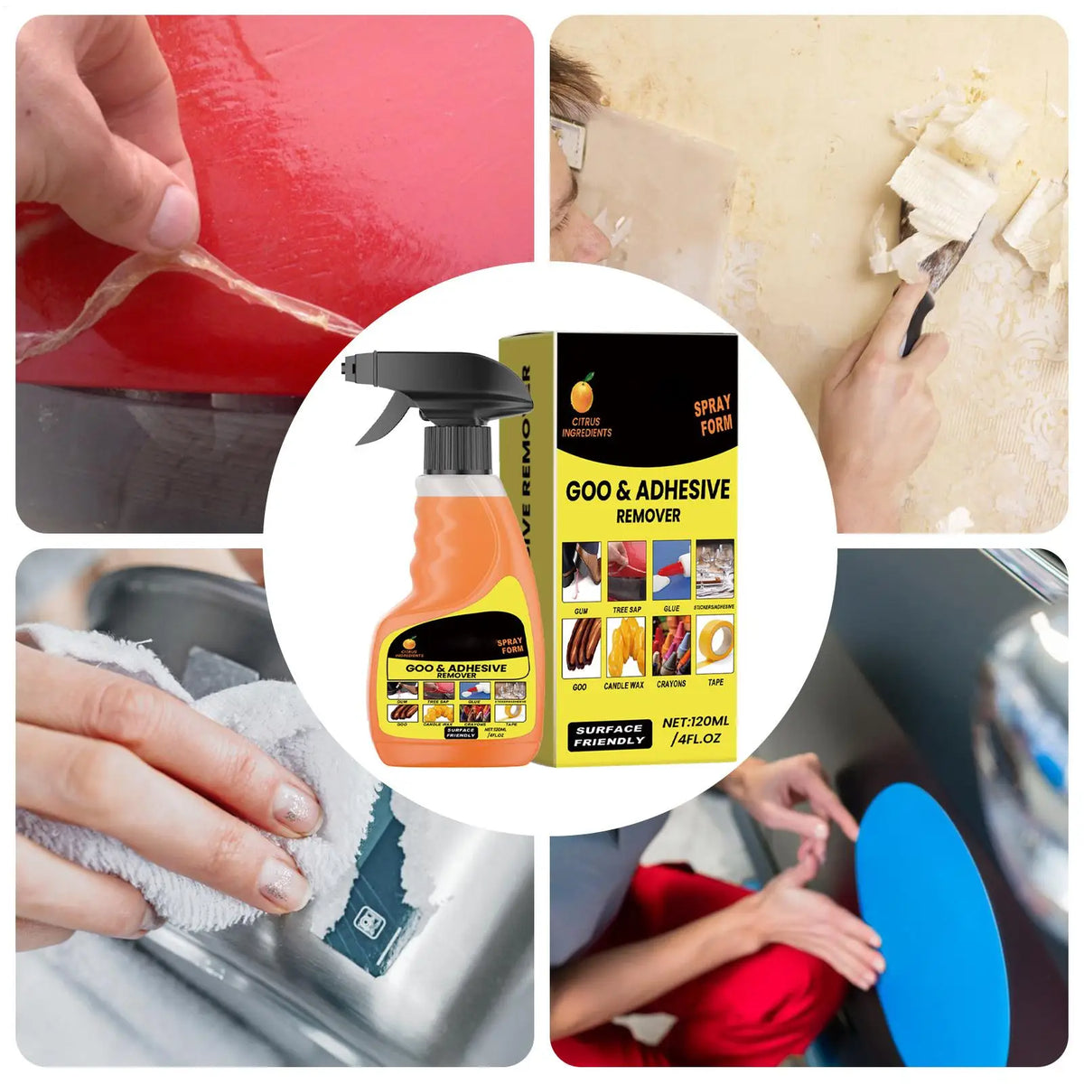 Odorless Adhesive Remover Spray – 120ml Multi-Surface Cleaner Adhesive Remover Spray Axl