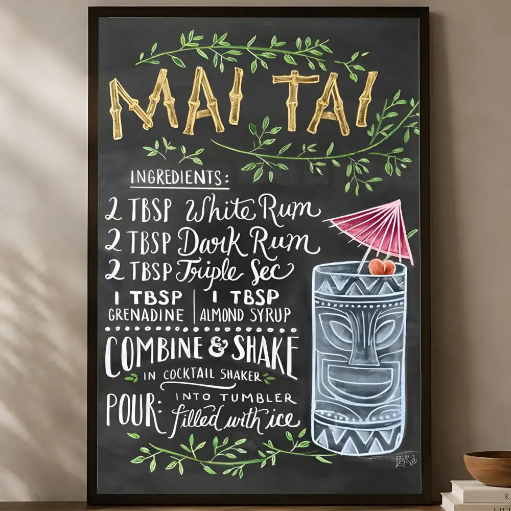 Mai Tai Cocktail Wall Art Poster – Self-Stick HD Waterproof Wall Art Poster Axl White10 60X90cmNoframe