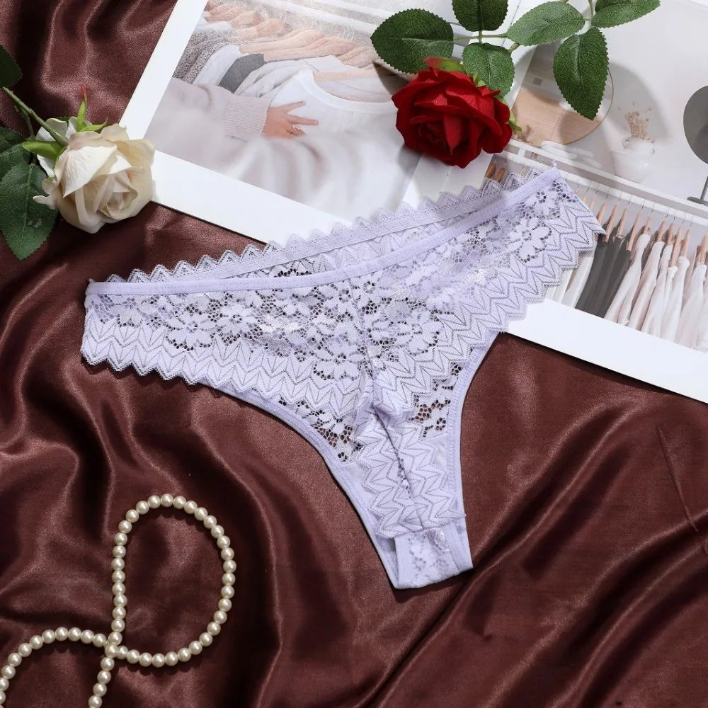 Women's Lace Floral Cotton Briefs – Seamless Low-Rise Panties Women's Briefs Axl