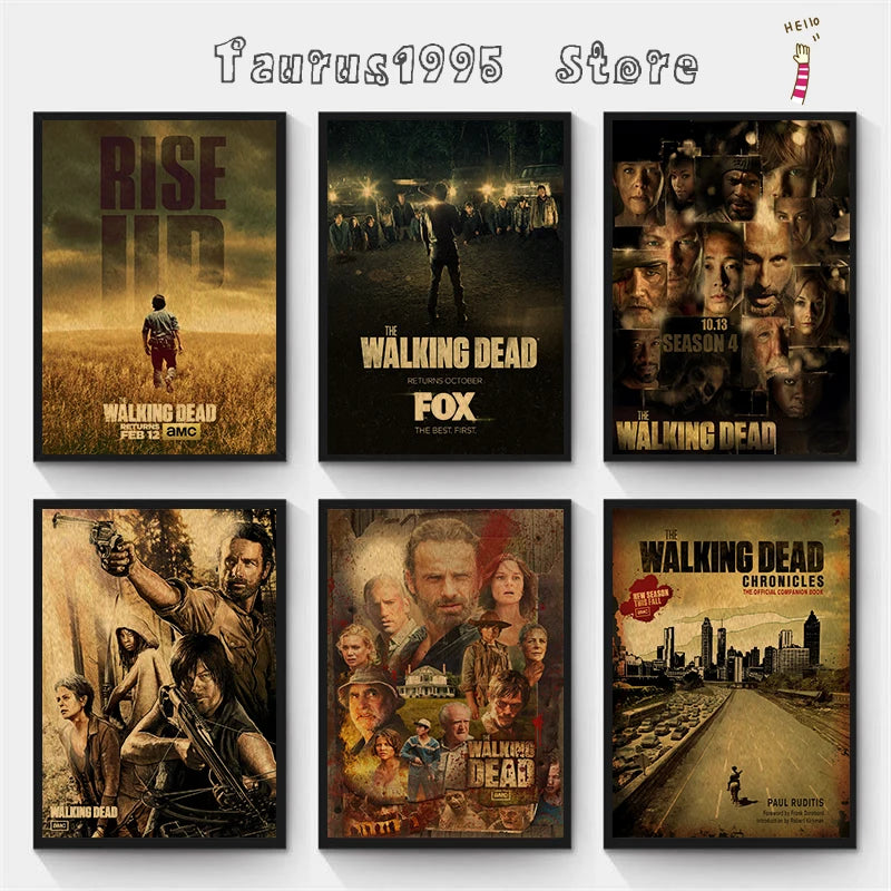 Walking Dead Vintage Kraft Paper Poster | Retro Wall Art Decor Wall Art Poster Axl