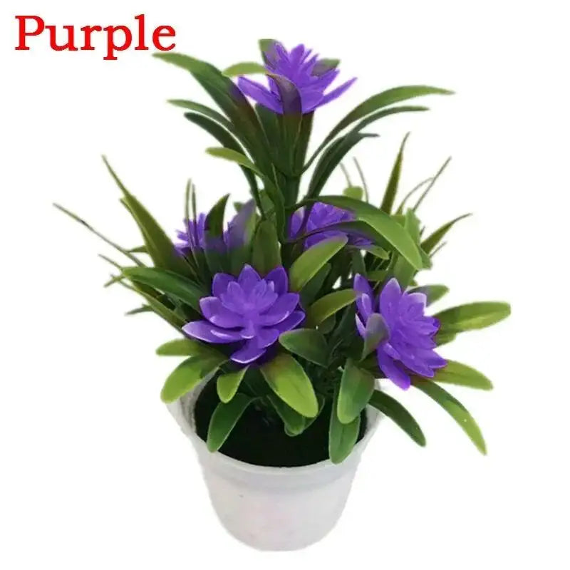 Multi-Color Artificial Lotus Flower with Pot | Home Decor Artificial Flower Decor Axl Purple