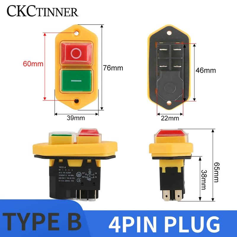 YH02A IP55 Electromagnetic Push Button Safety Switch – KLD28A KJD17A Push Button Switch Axl TYPE-B 4PIN PLUG 110 V