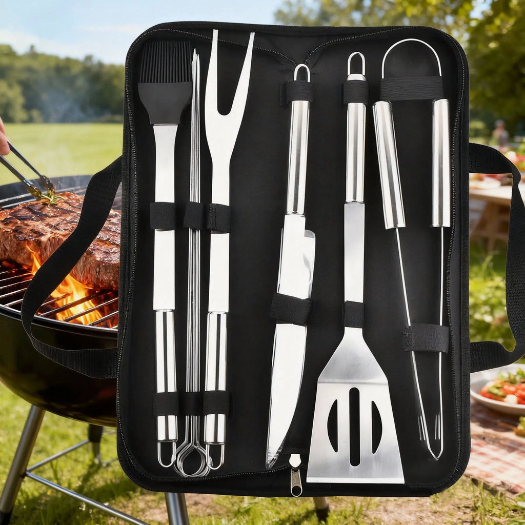 Stainless Steel BBQ Tool Set – 6-8 Piece Grill Kit BBQ Grill Tool Set Axl