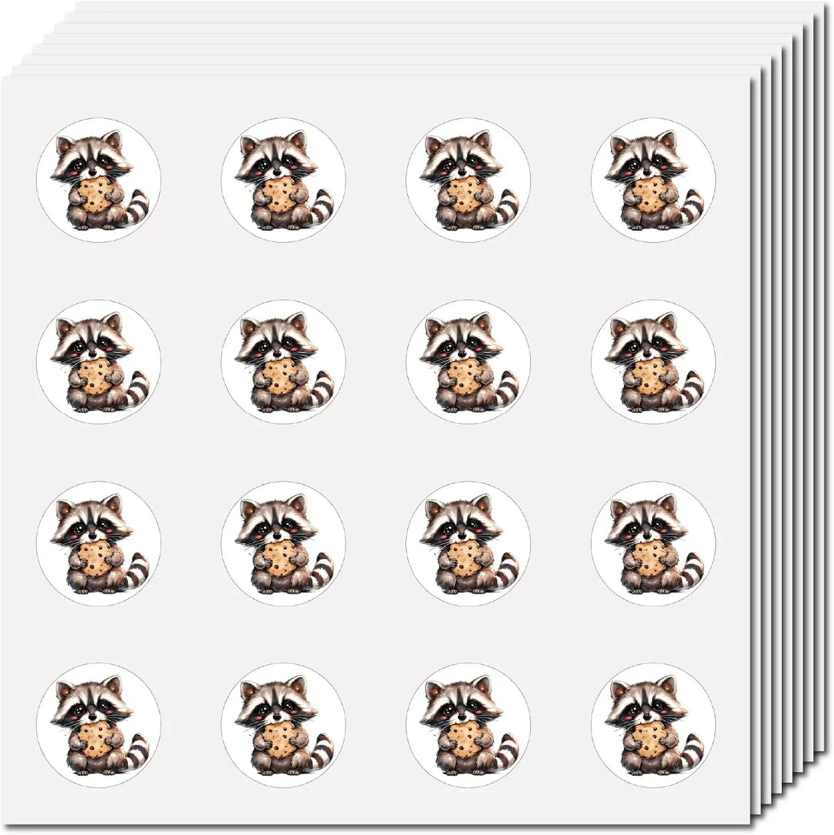 128 Pcs Raccoon Waterproof Cartoon Stickers – Round Dot Decals Cartoon Sticker Set Axl AECH04-17923