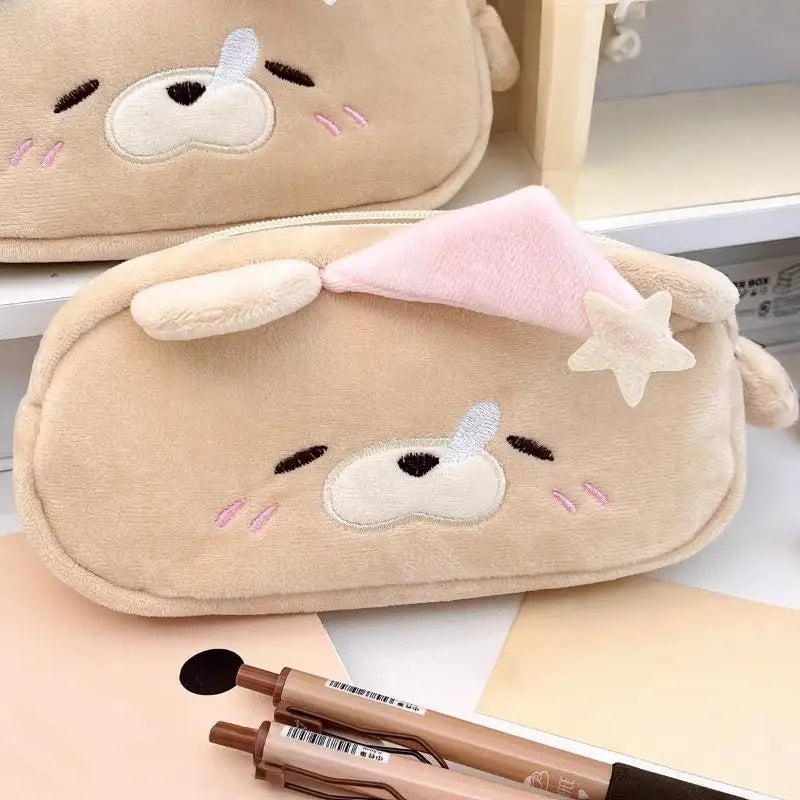 Cute Sleepy Bear Plush Pencil Pouch | Large Capacity Pen Bag Plush Pencil Pouch Axl