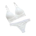 Lace Floral Padded Bra & Thong Set – V-Neck Lingerie Lace Lingerie Set Axl White S 45-60kg