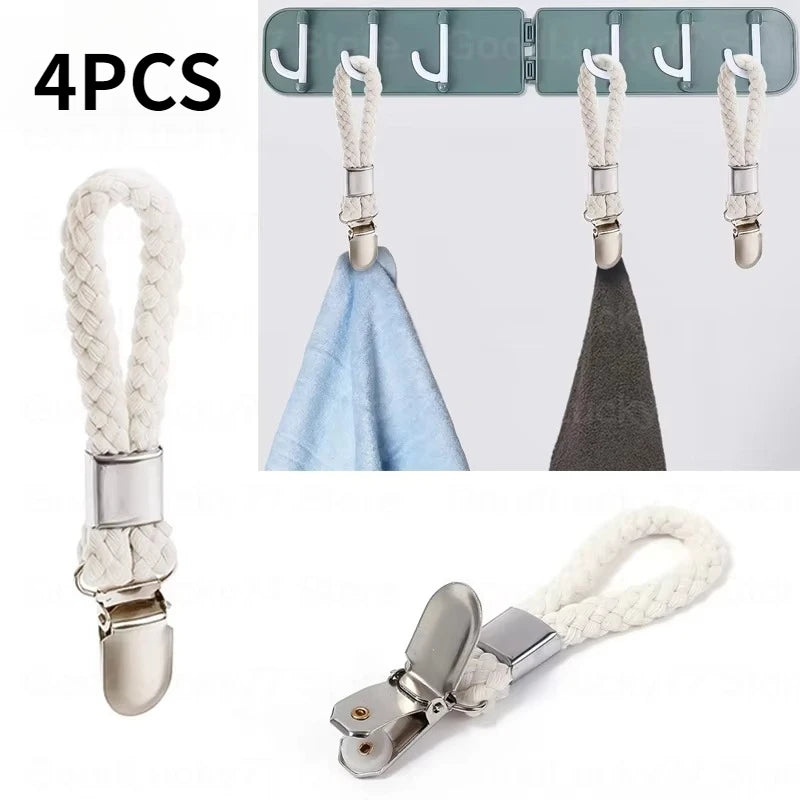 Rust-Resistant Metal Towel Clip with Cotton Rope Ring Towel Clip Axl