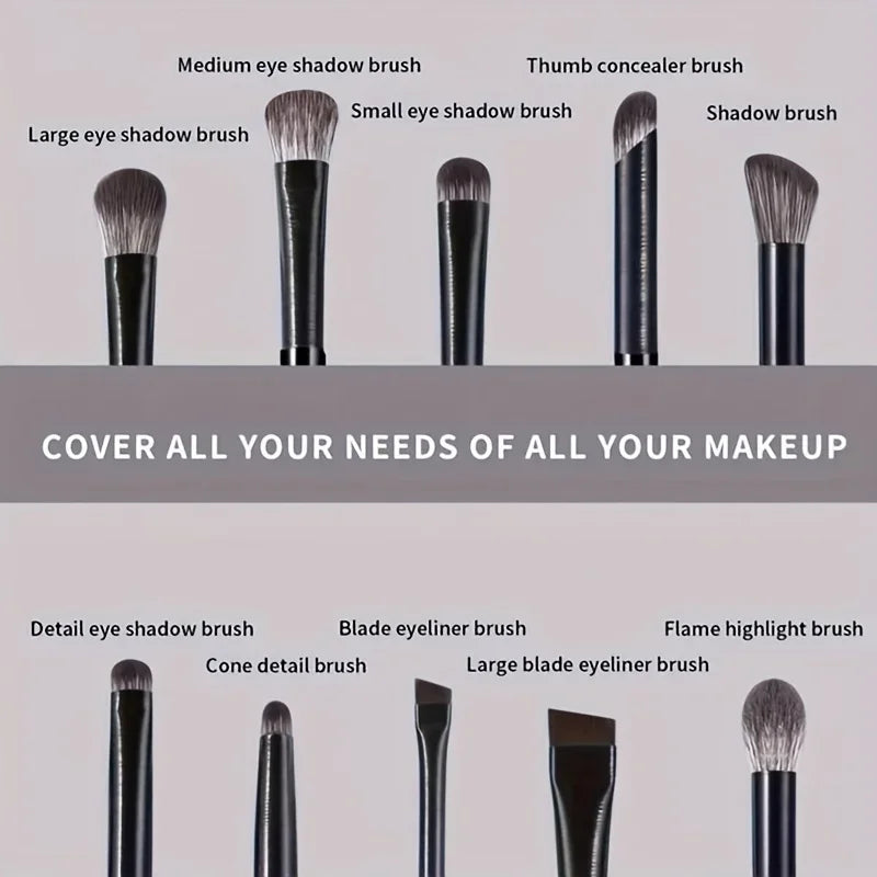 10-Piece Oval Eyeshadow Brush Set – Nylon Bristles, ABS Handle Eyeshadow Brush Set Axl