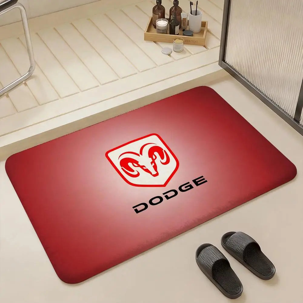 Dodge Logo Flannel Floor Mat – Non-Slip Soft Indoor Rug Flannel Floor Mat Axl