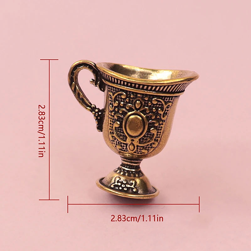 Miniature Brass Teacup Keychain Pendant | Antique Copper Decor Brass Decor Pendant Axl