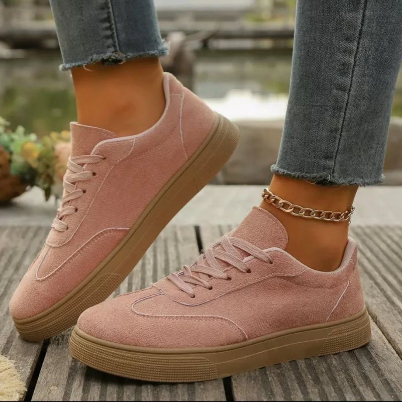 Women's Retro Canvas Sneakers – Breathable Flat Casual Shoes Canvas Flat Sneakers Axl pink 42