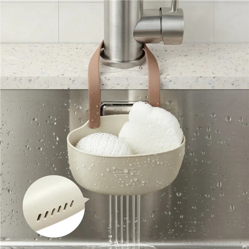 Kitchen Sink Hanging Drain Basket – Sponge & Soap Holder Sink Organizer Basket Axl