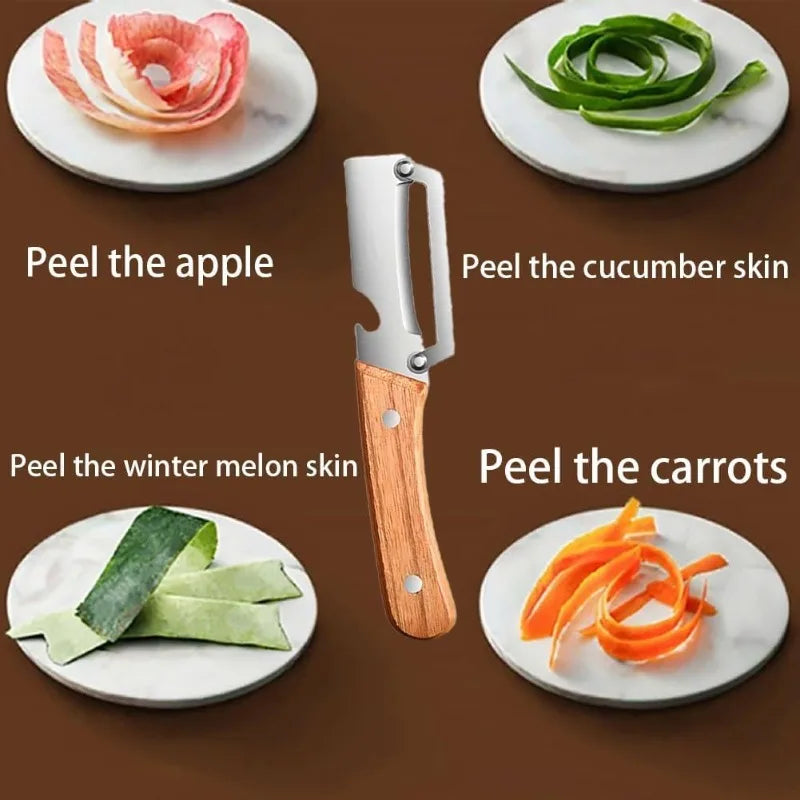 Multi-Function Vegetable Peeler – Wooden Handle & Bottle Opener Vegetable Peeler Axl