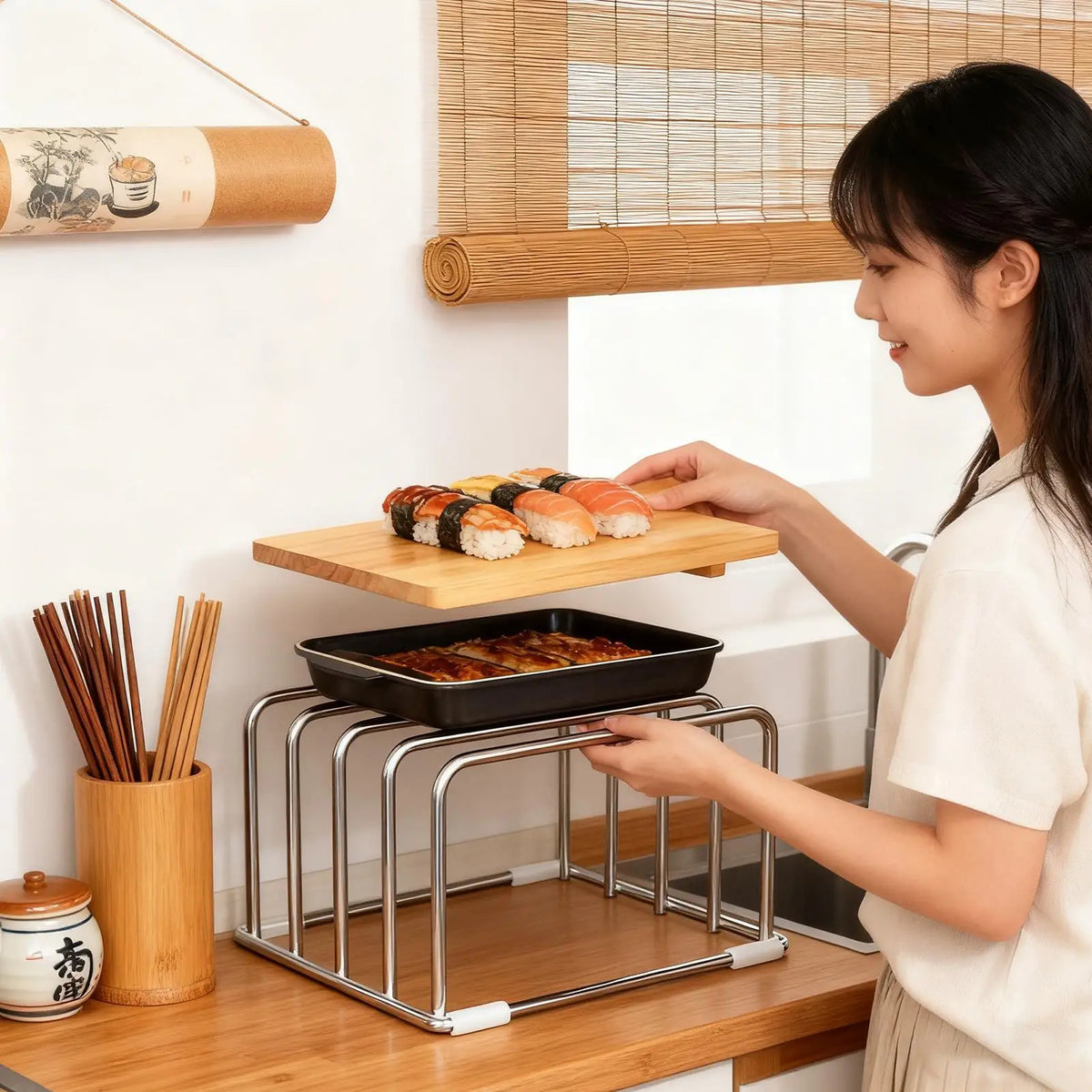 Stainless Steel Cutting Board Holder Stand | Space-Saving Kitchen Board Organizer Axl