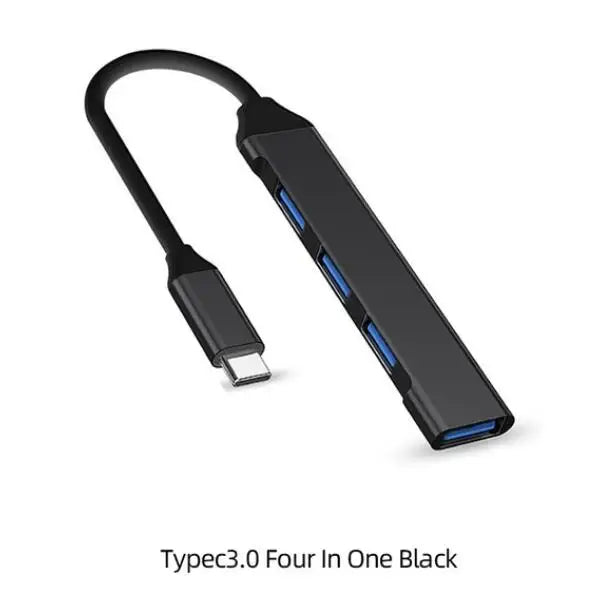 4-Port USB-C Hub 3.0/2.0 with OTG Adapter | High-Speed Splitter USB Hub Axl Black Type c