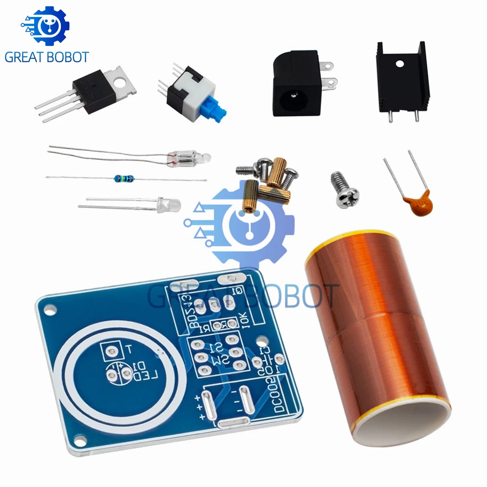 BD243C Mini Tesla Coil DIY Kit – Electronics Science Project DIY Electronics Kit Axl