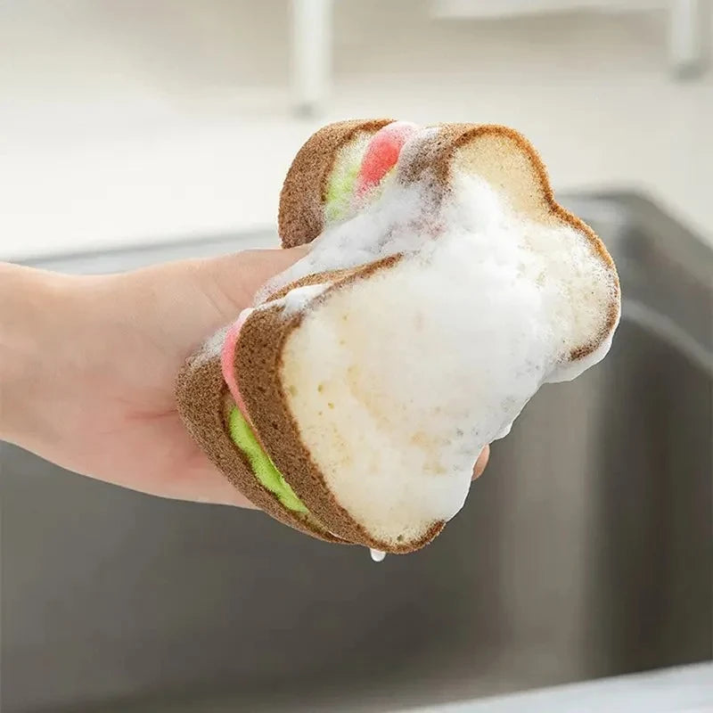Toast Shape Dish Sponge – Cute Kitchen Scrubber & Dishcloth Kitchen Scrubber Sponge Axl