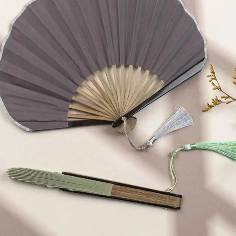 Chinese Folding Hand Fan – Cotton Linen & Bamboo | Women's Folding Hand Fan Axl
