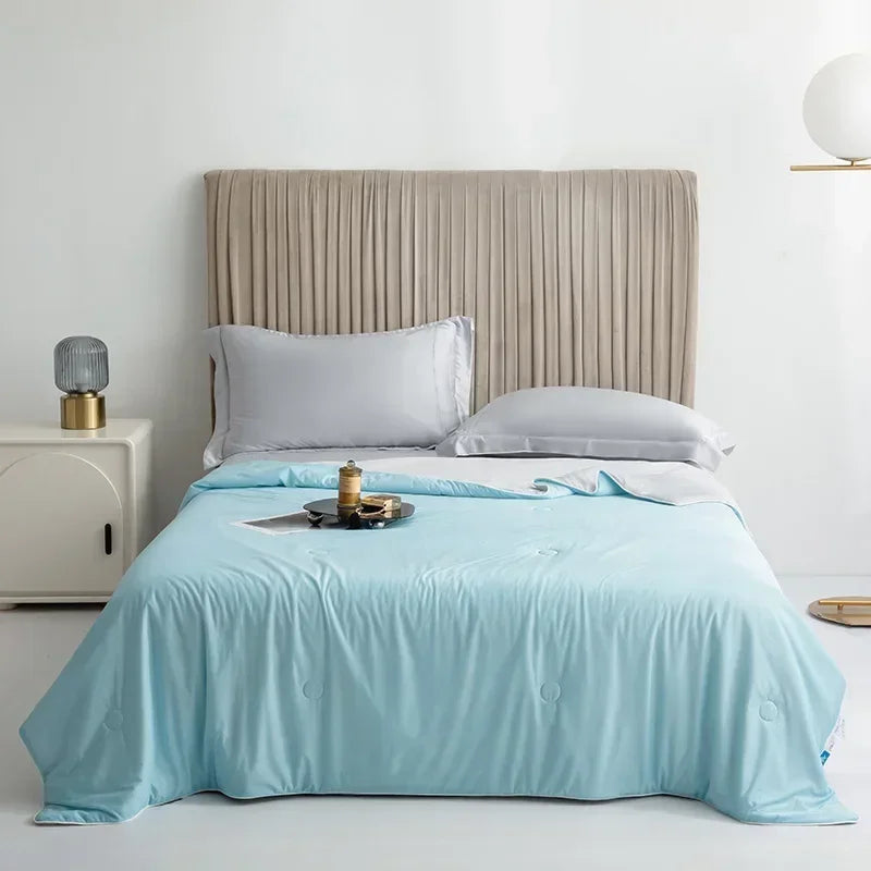 Ice Silk Cooling Blanket – Lightweight Summer Comforter Twin & King Cooling Blanket Axl Sky Blue 150×200cm