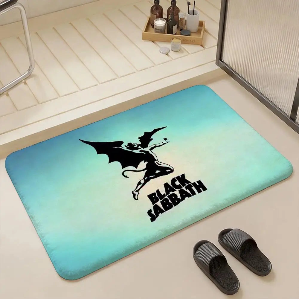 Black Sabbath Flannel Floor Mat – Non-Slip Indoor Area Rug Flannel Area Rug Axl