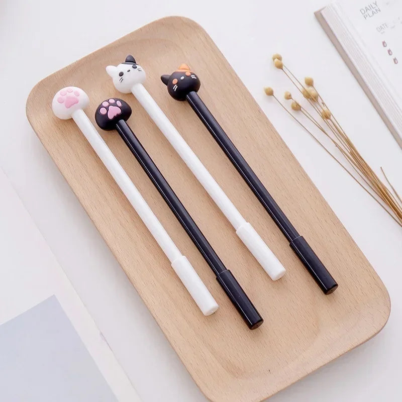 5-Pack Kawaii Cat Gel Pens 0.5mm Black Ink | Cute Writing Pens Kawaii Gel Pen Set Axl