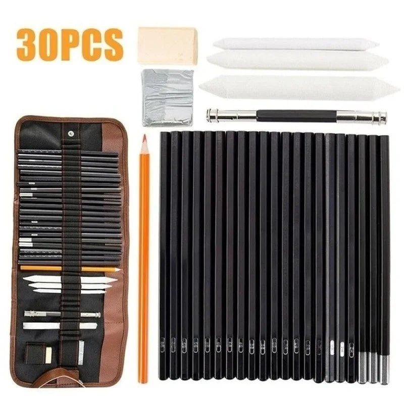 30-Piece Sketch & Charcoal Pencil Art Set for Beginners Sketch Pencil Set Axl Default Title