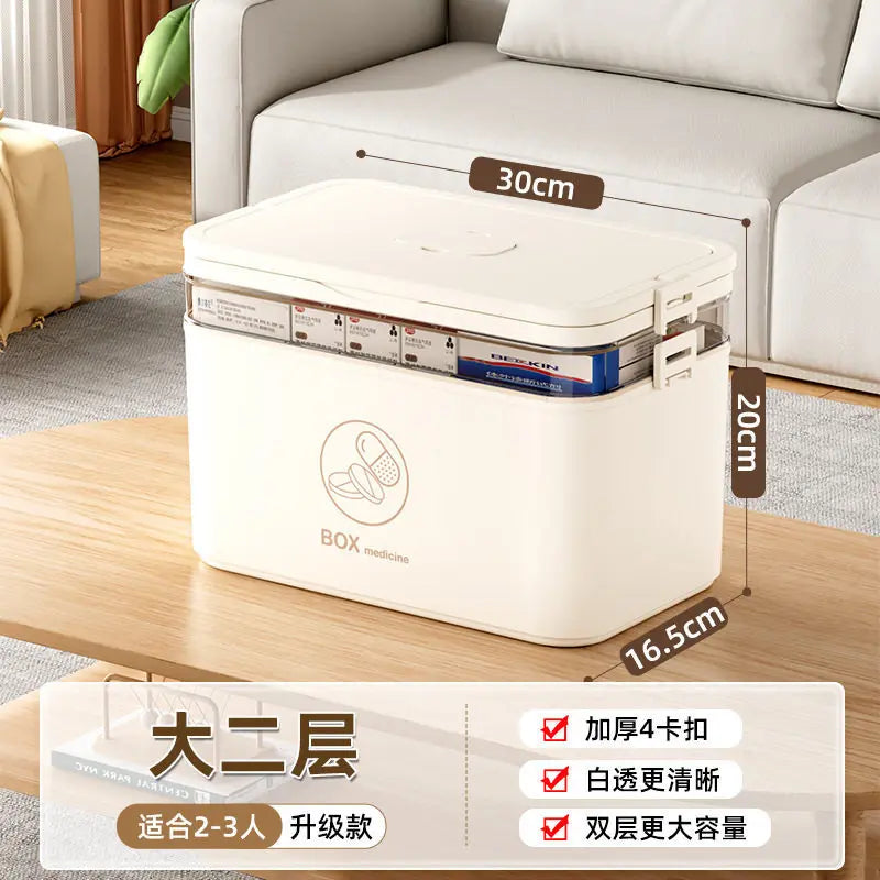 3-Tier Family Medicine Storage Box | First Aid Organizer Medicine Storage Box Axl 2-Cream As whown 1