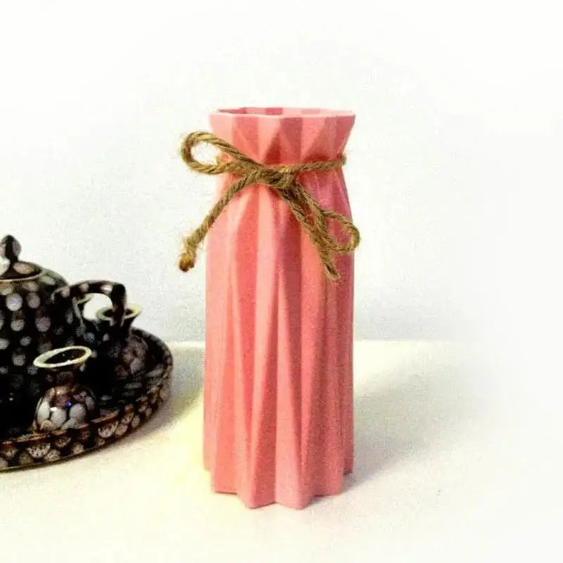Plastic Imitation Ceramic Flower Vase – Modern Home Decor Decorative Flower Vase Axl Pink