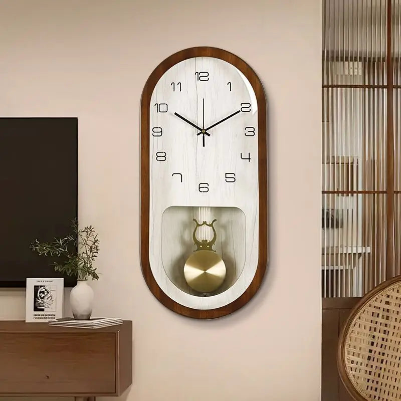 Silent Swing Wall Clock – Minimalist Walnut Wood Home Decor Wall Clock Axl