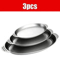 Stainless Steel Oval Serving Platter Set 3 or 6 Pcs – Heavy Duty Serving Platter Set Axl 3pcs