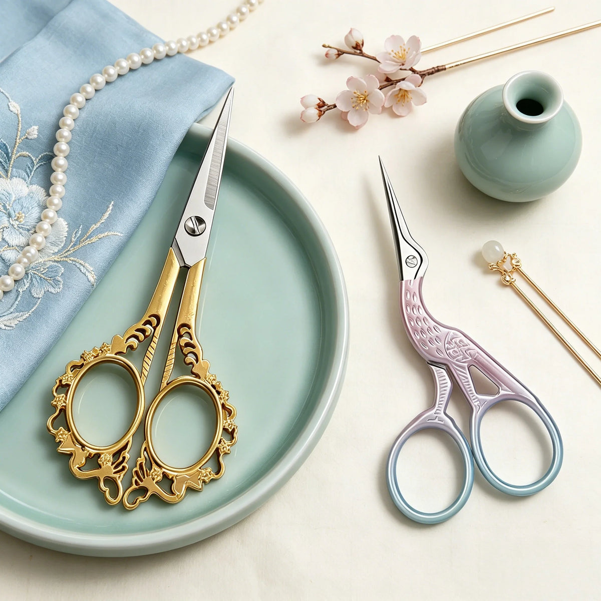 2-Piece Embroidery Scissors Set – Stainless Steel Sewing Shears Embroidery Scissors Set Axl