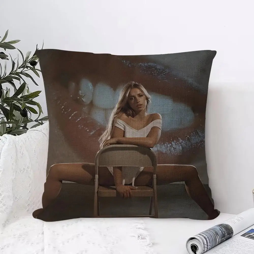 Tate McRae Linen Pillow Cover | Hidden Zipper Cushion Case Decorative Pillow Cover Axl White6 30X30cm