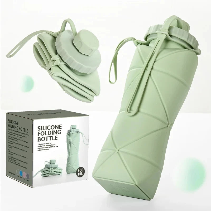 Silicone Folding Water Bottle – Lightweight Portable 600ml Folding Water Bottle Axl