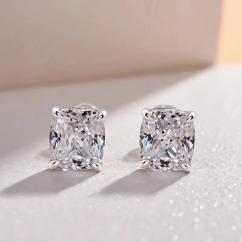 Huitan Cubic Zirconia Stud Earrings – Silver Geometric Crystal Stud Earrings Axl