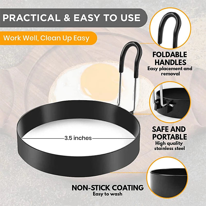 Stainless Steel Egg & Pancake Ring Molds – 4-Size Nonstick Set Egg & Pancake Rings Axl
